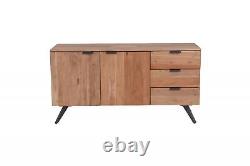 Palasi Large 2 Door 3 Drawer Solid Sheesham and Steel Sideboard