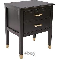 Palazzi Large 2 Drawer Bedside Table Black