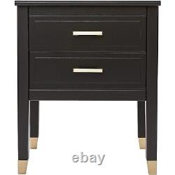 Palazzi Large 2 Drawer Bedside Table Black