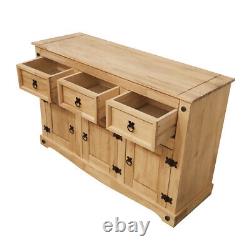 Panana Sideboard Large 3 Door 3 Drawer Mexican Solid Pine Furniture Storage Unit