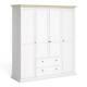 Paris Large Wide Country Style Wardrobe 4 Doors And 2 Drawers In White And Oak