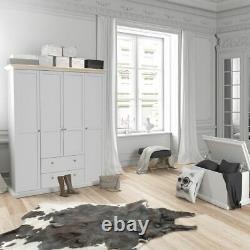 Paris Large Wide Wardrobe With 4 Doors and 2 Drawers In White and Oak