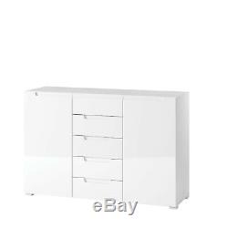 Perth White High Gloss Large 2 Door /5 Drawer Sideboard Lounge Storage Unit LY03