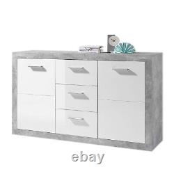Pietra Large Sideboard Grey and White Gloss 2 Door 3 Drawer