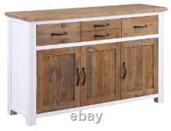 Pinewood White & Reclaimed Wood Bookcase TV Unit Sideboard Kitchen Island Lamp