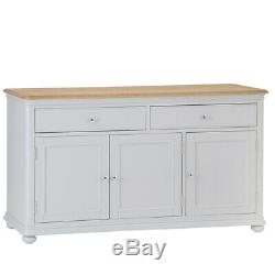 Portland Grey Large 3 Door 2 Drawer Sideboard / Retro Side Cabinet Storage