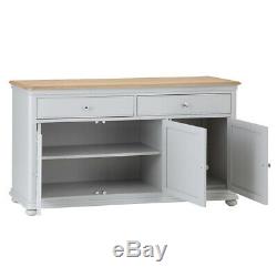 Portland Grey Large 3 Door 2 Drawer Sideboard / Retro Side Cabinet Storage