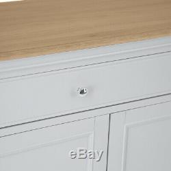 Portland Grey Large 3 Door 2 Drawer Sideboard / Retro Side Cabinet Storage