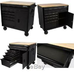 Proworks 36-Inch W X 24.5-Inch D 5-Drawer 1-Door Mobile Tool Chest Workbench Wit