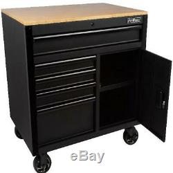 Proworks 36-Inch W X 24.5-Inch D 5-Drawer 1-Door Mobile Tool Chest Workbench Wit