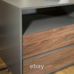 Quatropi Tembie Large Sideboard Rich Walnut Grey 2 drawers 2 Cupboards