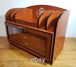 RARE Large TE-AMO Cigar Advertising Desktop Humidor 3 Drawer Glass Door Wood