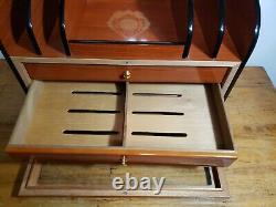 RARE Large TE-AMO Cigar Advertising Desktop Humidor 3 Drawer Glass Door Wood