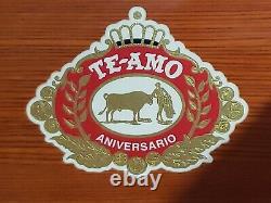 RARE Large TE-AMO Cigar Advertising Desktop Humidor 3 Drawer Glass Door Wood