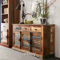 Reclaimed Boat Solid Wood Large Sideboard with 3 Drawers and 3 Doors