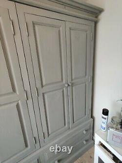 Reduced to clear Large 4 door + 4 drawer solid pine shabby chic wardrobe