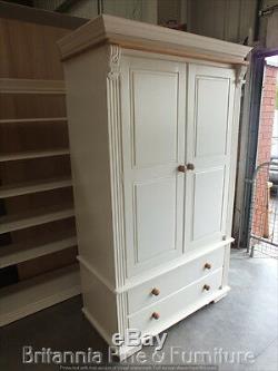 Regency Painted Large 4' Wide 2 Door 2 Drawer Wardrobe- Solid Oak Top- Bespoke
