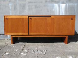 Retro 1970s Large Teak Sideboard with Sliding Doors & Two Lined Cutlery Drawers