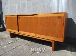 Retro 1970s Large Teak Sideboard with Sliding Doors & Two Lined Cutlery Drawers