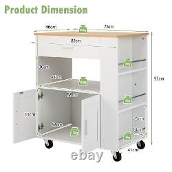 Rolling Kitchen Island Cart Kitchen Storage Trolley with Large Cabinet Drawer