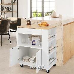 Rolling Kitchen Island Cart Kitchen Storage Trolley with Large Cabinet Drawer