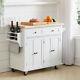 Rolling Kitchen Island Carts Large Storage Trolley Cabinet Cupboard with 2 Drawers