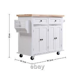 Rolling Kitchen Island Carts Large Storage Trolley Cabinet Cupboard with 2 Drawers