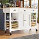 Rolling Kitchen Island Storage Trolley Cabinet with Large Wood Top, 3 Drawers