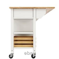 Rolling Kitchen Island Storage Trolley Cabinet with Large Wood Top, 3 Drawers