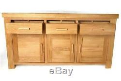 Roma Chunky Oak Living Room Furniture 3 Door 3 Drawer Large Sideboard