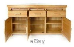 Roma Chunky Oak Living Room Furniture 3 Door 3 Drawer Large Sideboard