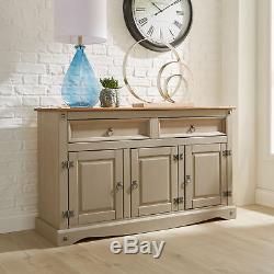Rustic Large Sideboard Country Wooden Cabinet Solid Wood Furniture Drawers Doors