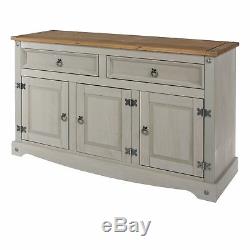 Rustic Large Sideboard Country Wooden Cabinet Solid Wood Furniture Drawers Doors