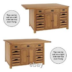 Rustic Oak Extra Large Kitchen Island with Bar Top (5 Seater) RS90