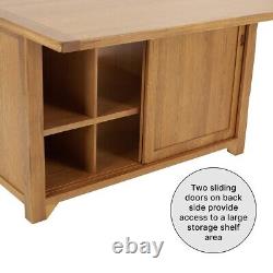 Rustic Oak Extra Large Kitchen Island with Bar Top (5 Seater) RS90