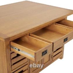 Rustic Oak Extra Large Kitchen Island with Bar Top (5 Seater) RS90