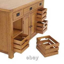 Rustic Oak Extra Large Kitchen Island with Bar Top (5 Seater) RS90