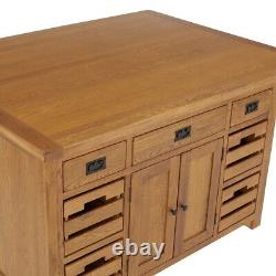 Rustic Oak Extra Large Kitchen Island with Bar Top (5 Seater) RS90