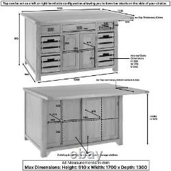 Rustic Oak Extra Large Kitchen Island with Bar Top (5 Seater) RS90