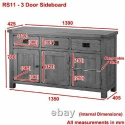 Rustic Oak Large 3 Door Sideboard Triple Cupboard Dresser 3 Drawers RS11
