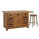 Rustic Oak Large Kitchen Island with Bar Top (4 Seater) RS92