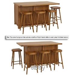 Rustic Oak Large Kitchen Island with Bar Top (4 Seater) RS92