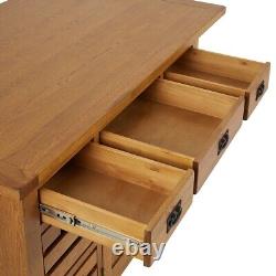 Rustic Oak Large Kitchen Island with Bar Top (4 Seater) RS92