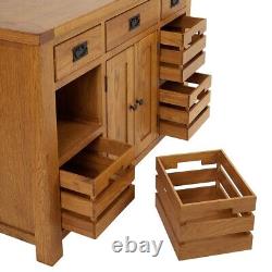 Rustic Oak Large Kitchen Island with Bar Top (4 Seater) RS92