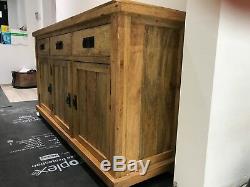 Rustic Solid Oak Sideboard Large 3 Door 3 drawer Oak Sideboard Storage Cupboard