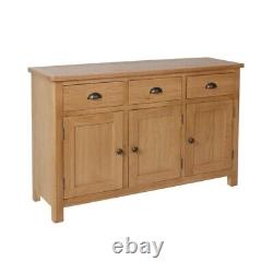 Rutland Large Sideboard Oak Natural 3 Doors 4 Shelves 3 Drawers