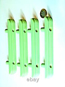 SET x4 ART DECO LARGE CUPBOARD DOOR DRAWERS HANDLE PALE GREEN BAKELITE 1920s