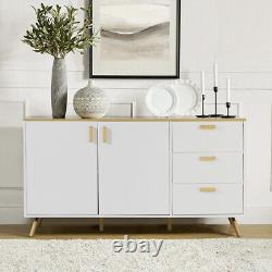 Scandi Large Sideboard with 2 Door 3 Drawer Storage Side Cabinet Cupboard Buffet