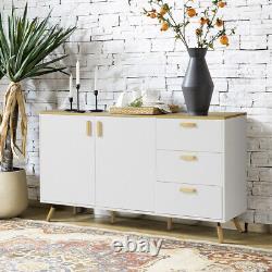 Scandi Large Sideboard with 2 Door 3 Drawer Storage Side Cabinet Cupboard Buffet
