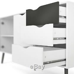 Scandi Modern Black & White Large Sideboard / 2 Door 3 Drawer Side Cabinet Unit